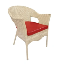 Zecado Opera 4 Seater Patio Dining Set with Red Cushions in Off-White Corduroy Finish - Off-White, Red