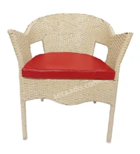 Zecado Opera 4 Seater Patio Dining Set with Red Cushions in Off-White Corduroy Finish - Off-White, Red