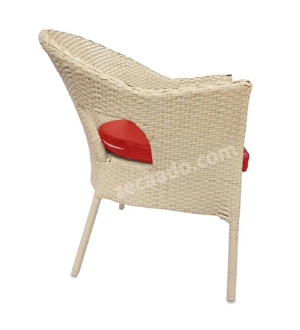 Zecado Opera 4 Seater Patio Dining Set with Red Cushions in Off-White Corduroy Finish - Off-White, Red