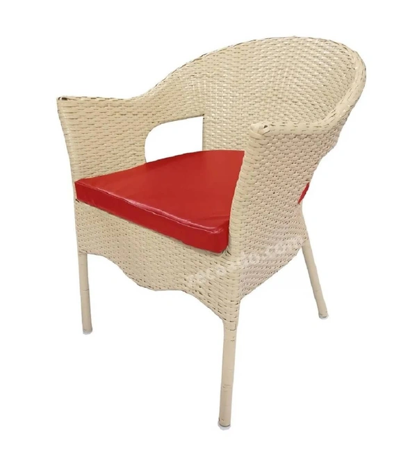Zecado Opera 4 Seater Patio Dining Set with Red Cushions in Off-White Corduroy Finish - Off-White, Red
