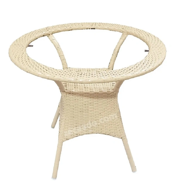 Zecado Opera 4 Seater Patio Dining Set with Red Cushions in Off-White Corduroy Finish - Off-White, Red