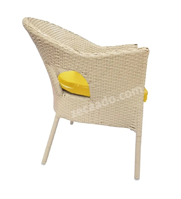 Zecado Opera 4 Seater Patio Dining Set with Yellow Cushions in Off-White Corduroy Finish - Off-White, Yellow