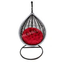 Zecado Oreo Garden swing chair in Brown & White with Red Cushion - White