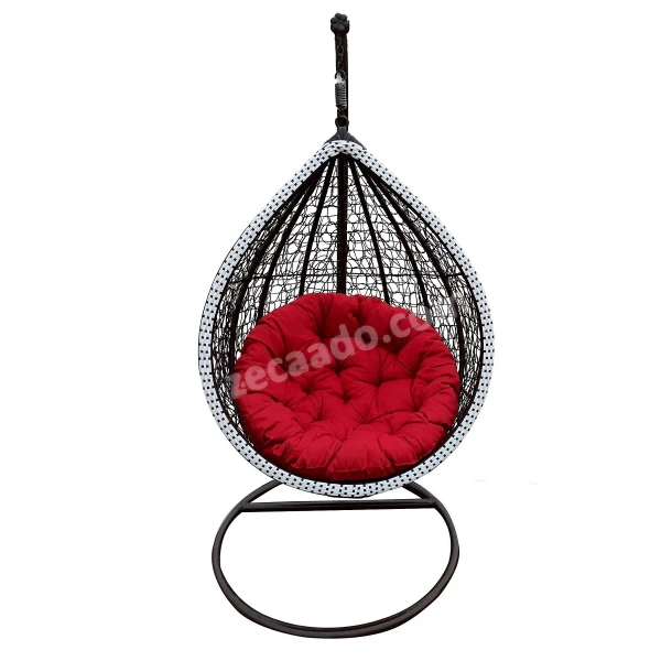 Zecado Oreo Garden swing chair in Brown & White with Red Cushion - Brown