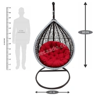 Zecado Oreo Garden swing chair in Brown & White with Red Cushion - White