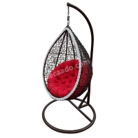 Zecado Oreo Garden swing chair in Brown & White with Red Cushion - White