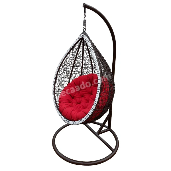 Zecado Oreo Garden swing chair in Brown & White with Red Cushion - Brown