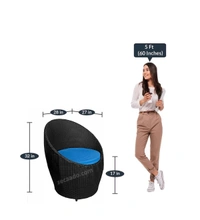 Zecado Ovate 2 Seater Patio Coffee Table with Blue Cushions in Black Corduroy Finish - Black, Blue
