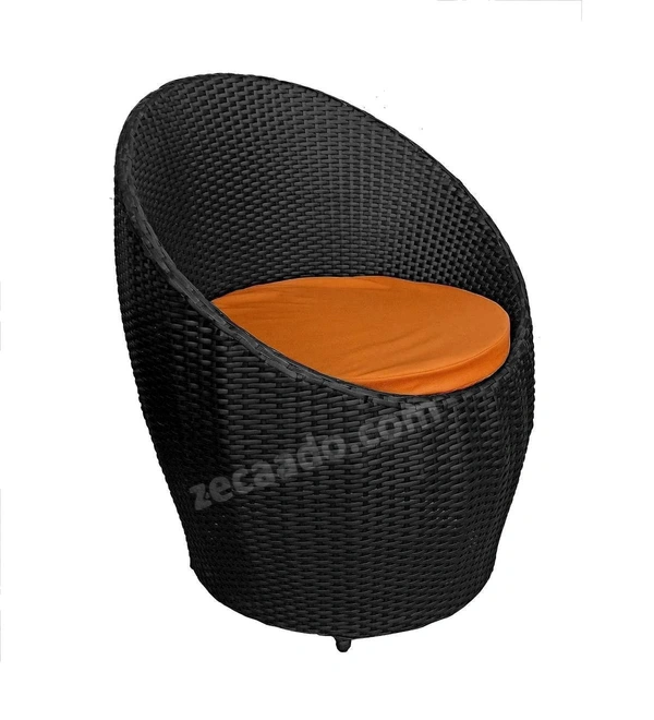Zecado Ovate 2 Seater Patio Coffee Table with Orange Cushions in Black Corduroy Finish - Black, Orange