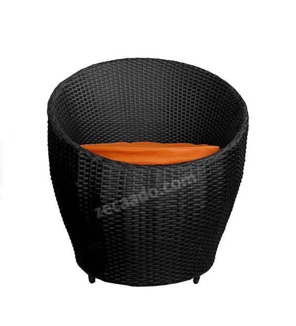 Zecado Ovate 2 Seater Patio Coffee Table with Orange Cushions in Black Corduroy Finish - Black, Orange