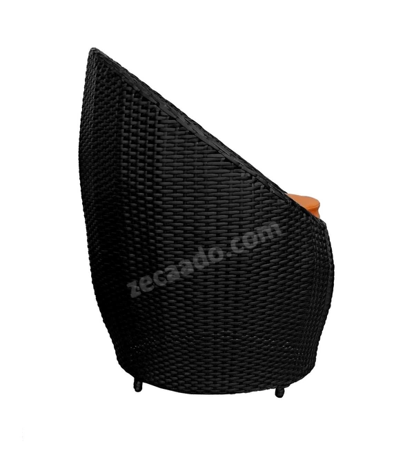 Zecado Ovate 2 Seater Patio Coffee Table with Orange Cushions in Black Corduroy Finish - Black, Orange