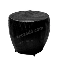 Zecado Ovate 4 Seater Patio Coffee Table with Yellow Cushions in Black Corduroy Finish - Black, Yellow