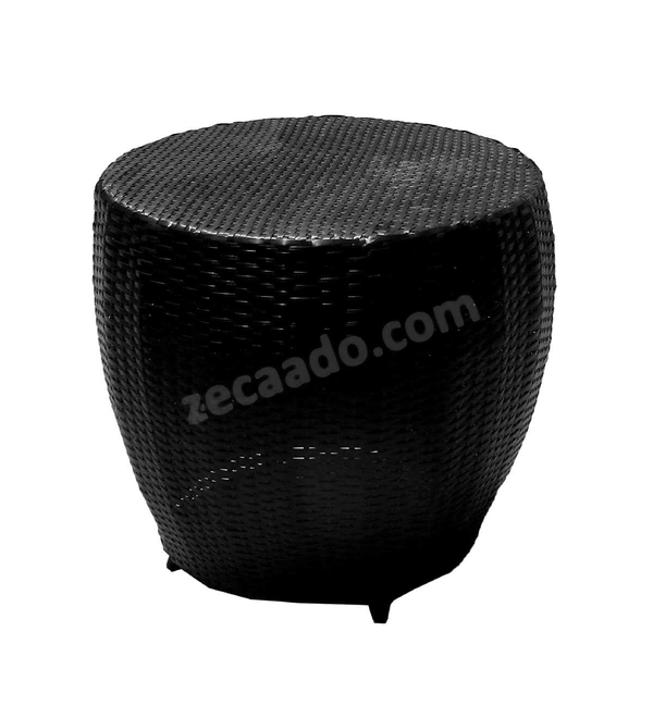 Zecado Ovate 4 Seater Patio Coffee Table with Yellow Cushions in Black Corduroy Finish - Black, Yellow
