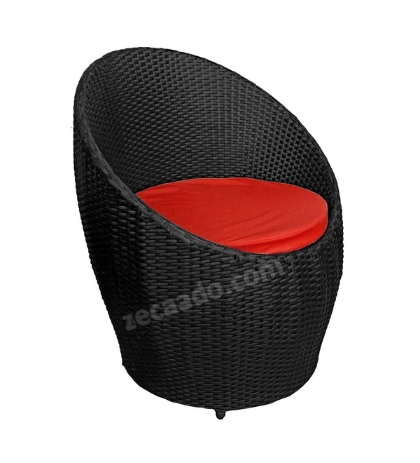 Zecado Ovate 2 Seater Patio Coffee Table with Red Cushions in Black Corduroy Finish - Black, Red