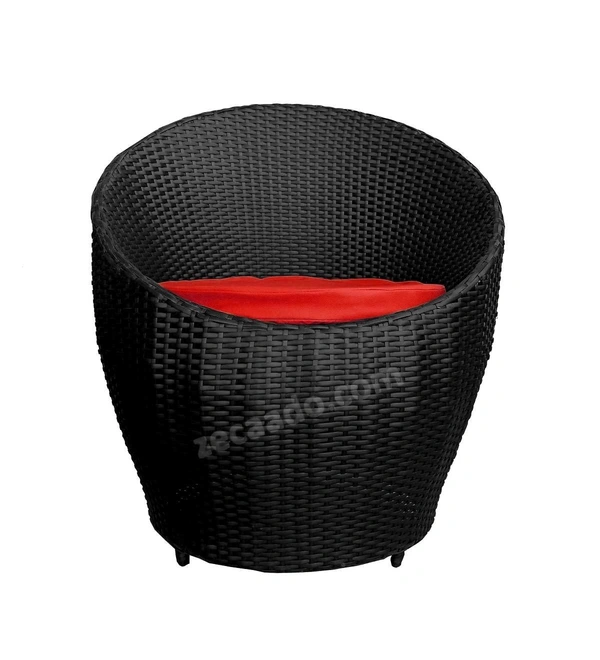 Zecado Ovate 2 Seater Patio Coffee Table with Red Cushions in Black Corduroy Finish - Black, Red