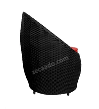 Zecado Ovate 2 Seater Patio Coffee Table with Red Cushions in Black Corduroy Finish - Black, Red