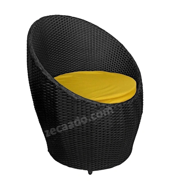 Zecado Ovate 4 Seater Patio Coffee Table with Yellow Cushions in Black Corduroy Finish - Black, Yellow