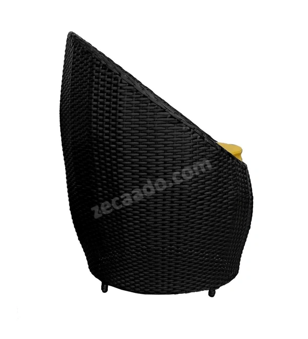 Zecado Ovate 4 Seater Patio Coffee Table with Yellow Cushions in Black Corduroy Finish - Black, Yellow