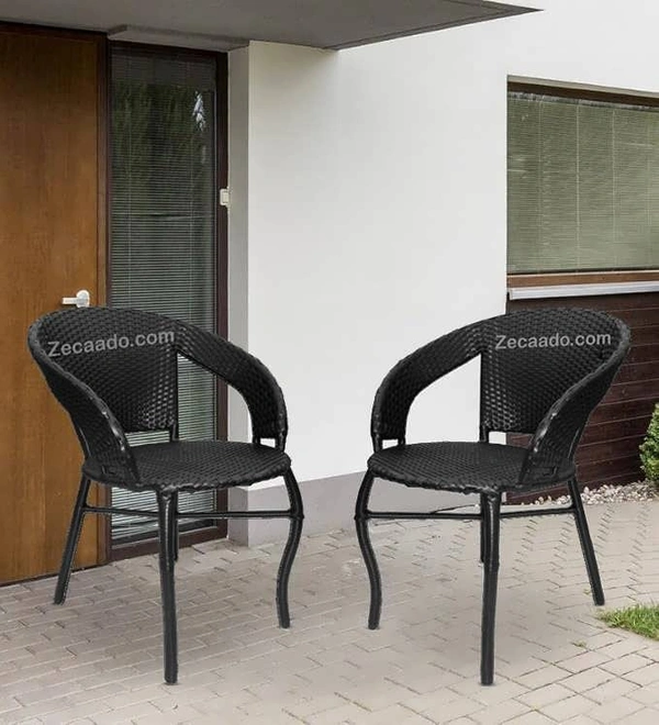 Zecado Patio Chairs (Set Of 2) in Black Corduroy Finish - Black