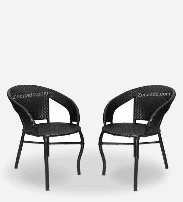 Zecado Patio Chairs (Set Of 2) in Black Corduroy Finish - Black