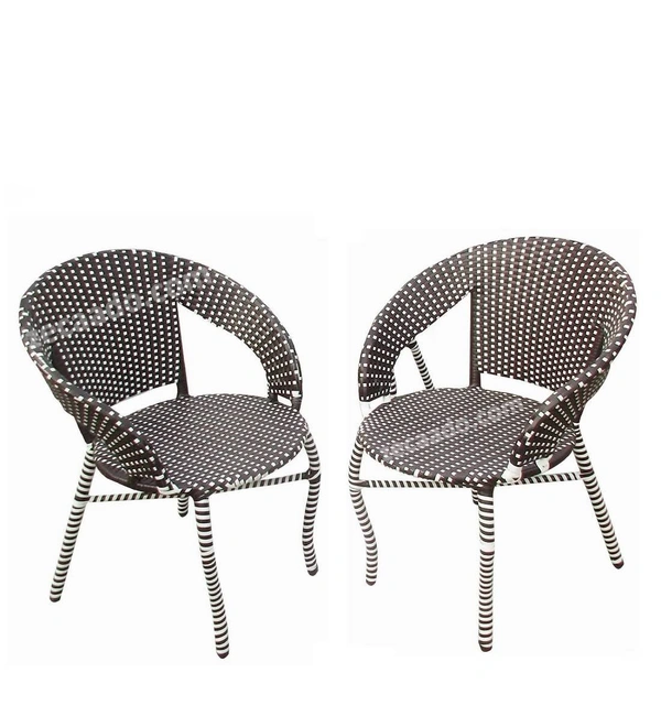 Zecado Patio Chairs (Set Of 2) in Brown & White Corduroy Finish - Brown & White