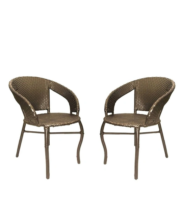 Zecado Patio Chairs (Set Of 2) in Golden Corduroy Finish - Golden