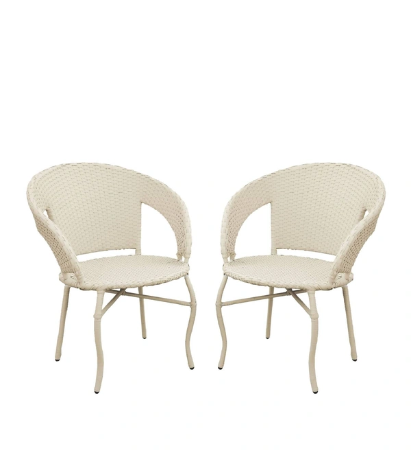 Zecado Patio Chairs (Set Of 2) in Off-White Corduroy Finish - Off-White