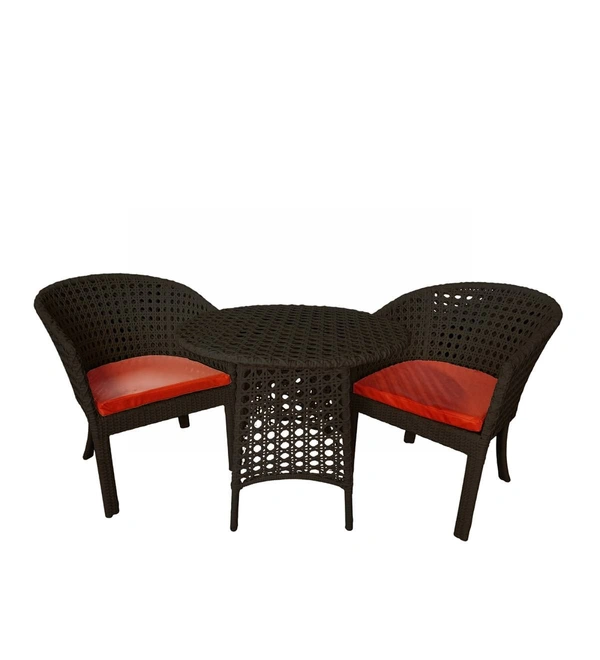 Zecado Pavillion 2 Seater Cofee chair Set in Brown Corduroy Finish with Red Cushions - Brown, Red