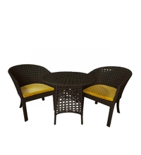 Zecado Pavillion 2 Seater Cofee chair Set in Brown Corduroy Finish with Yellow Cushions - Brown, Yellow