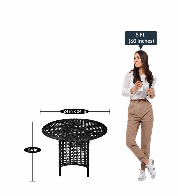 Zecado Pavillion 4 Seater Cofee chair Set in Black Corduroy Finish with Off-White Cushions - Black, Off-White