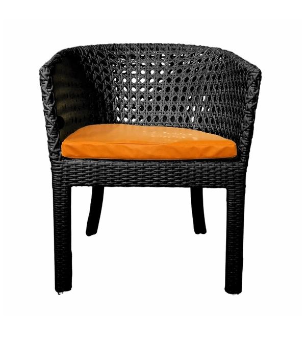 Zecado Pavillion 4 Seater Cofee chair Set in Black Corduroy Finish with Orange Cushions - Black, Orange