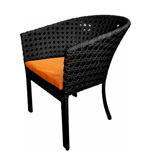 Zecado Pavillion 4 Seater Cofee chair Set in Black Corduroy Finish with Orange Cushions - Black, Orange