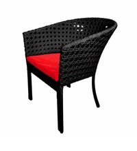 Zecado Pavillion 4 Seater Cofee chair Set in Black Corduroy Finish with Red Cushions - Black, Red