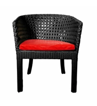 Zecado Pavillion 4 Seater Cofee chair Set in Black Corduroy Finish with Red Cushions - Black, Red
