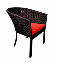 Zecado Pavillion 2 Seater Cofee chair Set in Brown Corduroy Finish with Red Cushions - Brown, Red
