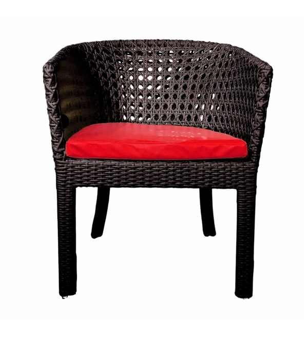 Zecado Pavillion 2 Seater Cofee chair Set in Brown Corduroy Finish with Red Cushions - Brown, Red