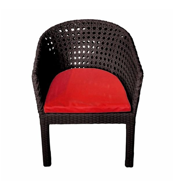 Zecado Pavillion 2 Seater Cofee chair Set in Brown Corduroy Finish with Red Cushions - Brown, Red