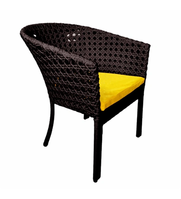 Zecado Pavillion 4 Seater Cofee chair Set in Brown Corduroy Finish with Yellow Cushions - Brown, Yellow