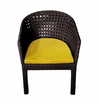 Zecado Pavillion 4 Seater Cofee chair Set in Brown Corduroy Finish with Yellow Cushions - Brown, Yellow