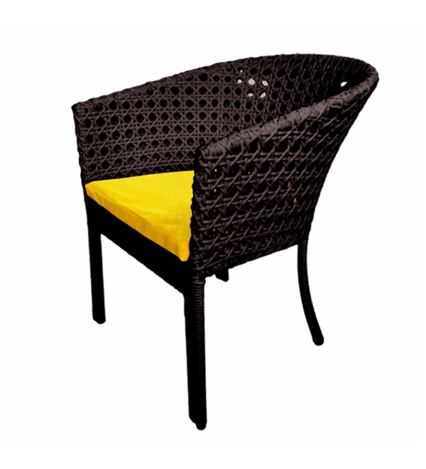 Zecado Pavillion 4 Seater Cofee chair Set in Brown Corduroy Finish with Yellow Cushions - Brown, Yellow