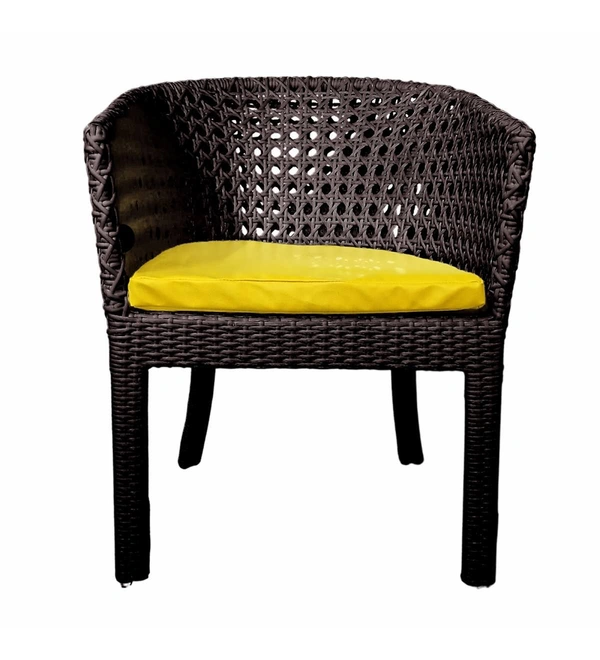 Zecado Pavillion 4 Seater Cofee chair Set in Brown Corduroy Finish with Yellow Cushions - Brown, Yellow