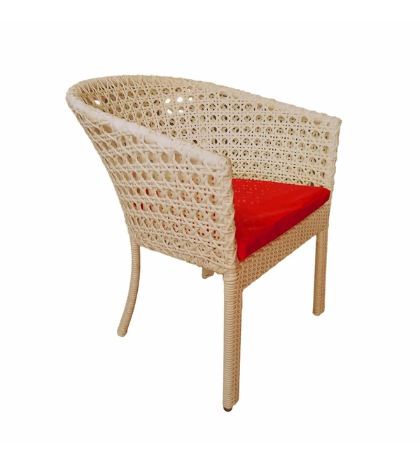 Zecado Pavillion 4 Seater Cofee chair Set in Fawn Corduroy Finish with Red Cushions - Fawn, Red