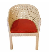 Zecado Pavillion 4 Seater Cofee chair Set in Fawn Corduroy Finish with Red Cushions - Fawn, Red