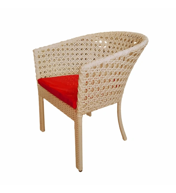 Zecado Pavillion 4 Seater Cofee chair Set in Fawn Corduroy Finish with Red Cushions - Fawn, Red
