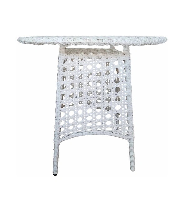 Zecado Pavillion 4 Seater Cofee chair Set in White Corduroy Finish with Yellow Cushions - White, Yellow