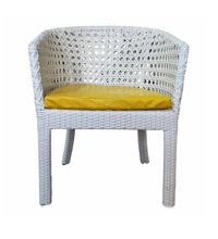 Zecado Pavillion 4 Seater Cofee chair Set in White Corduroy Finish with Yellow Cushions - White, Yellow