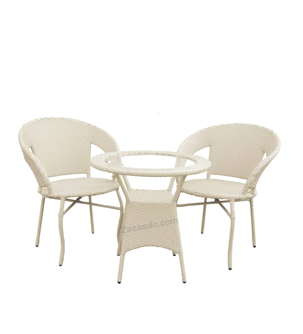 Zecado Pearl 2 Seater Patio Coffee Table Set In Off-White Corduroy Finish - Off-White