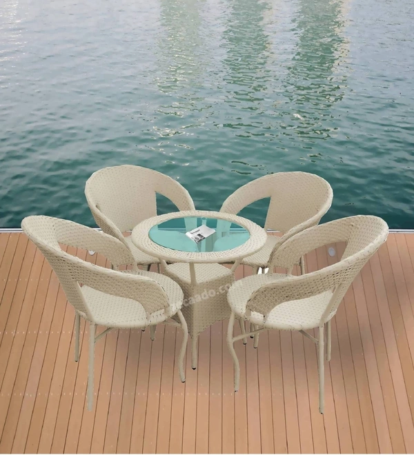 Zecado Pearl 4 Seater Patio Coffee Table Set In Off-White Corduroy Finish - Off-White