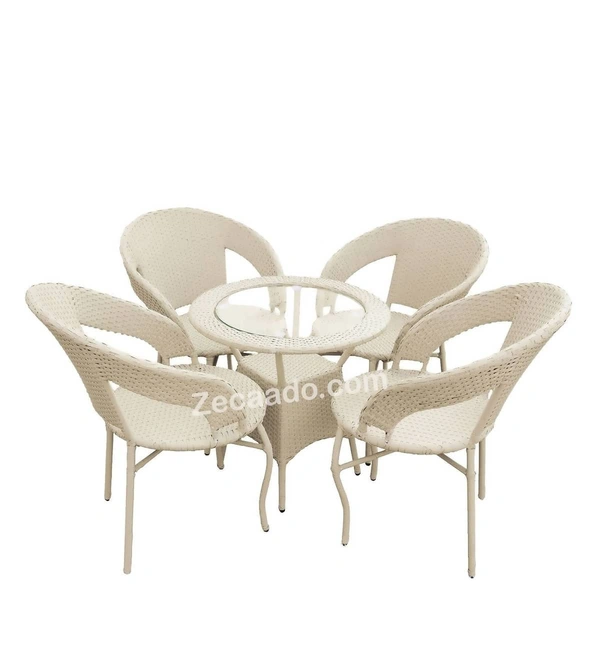 Zecado Pearl 4 Seater Patio Coffee Table Set In Off-White Corduroy Finish - Off-White