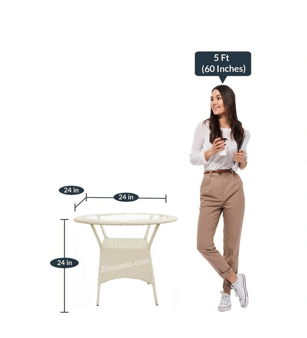 Zecado Pearl 2 Seater Patio Coffee Table Set In Off-White Corduroy Finish - Off-White